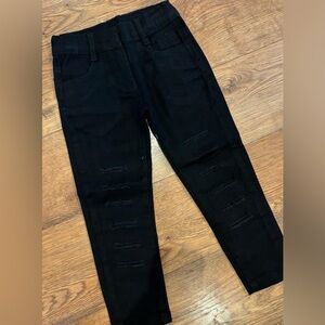 Little Girls Distressed Black Skinny Jeans